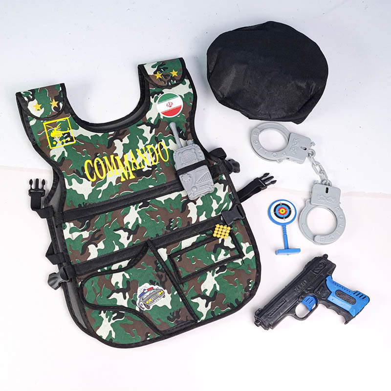 لباس مشاغل کودک جلیقه کماندویی سبز کد 75340