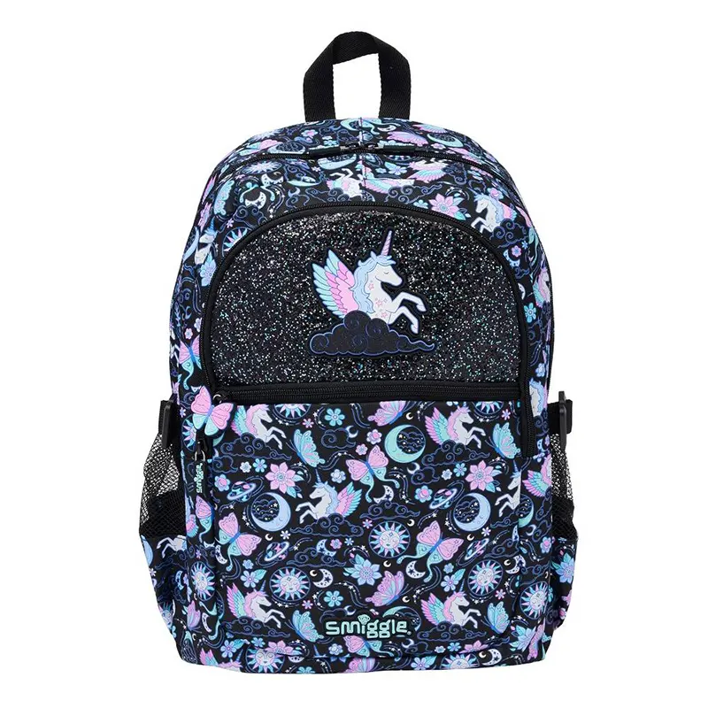 کوله پشتی اسمیگل طرح یونیکورن مشکی شاینی کد 74179