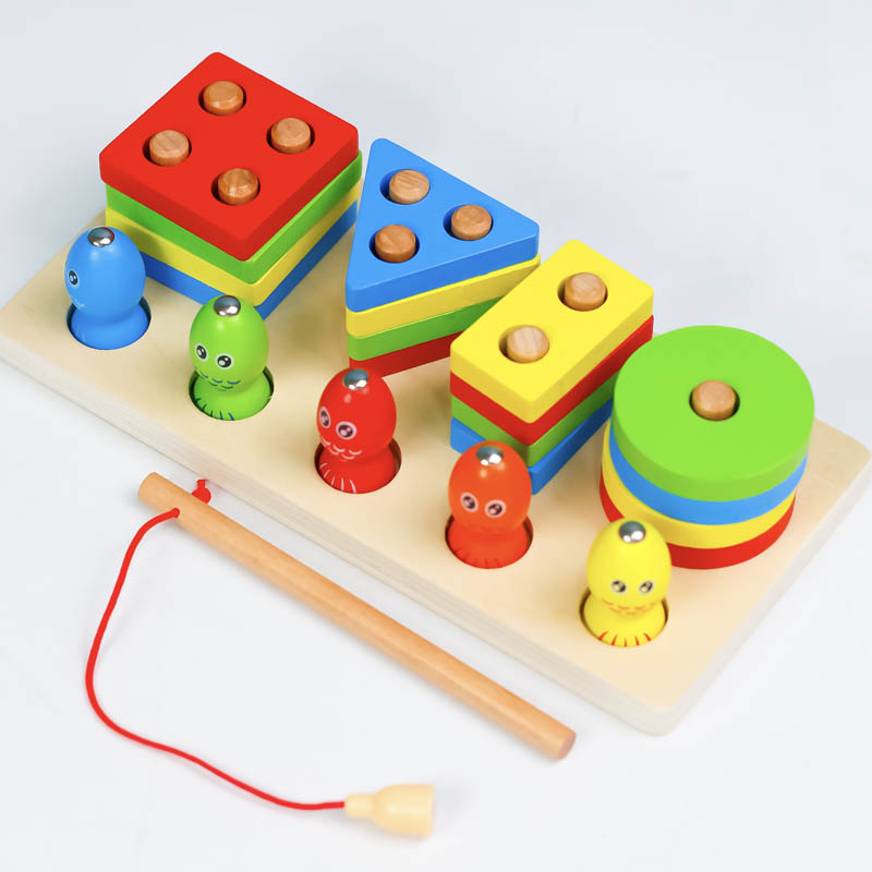 اسباب بازی چوبی مونته سوری و ماهیگیری آهنربایی مدل 6675