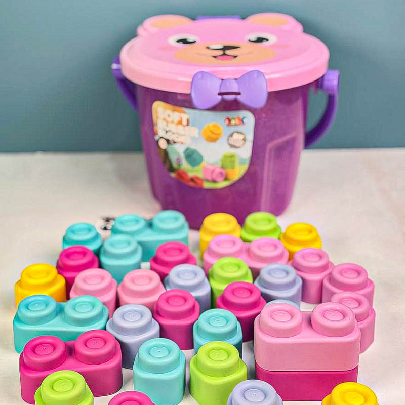 لگو نرم 33 تکه سطلی مدل خرس صورتی کد 6095