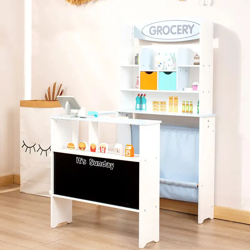 اسباب بازی سوپرمارکت چوبی رنگ سفید کد BL20146