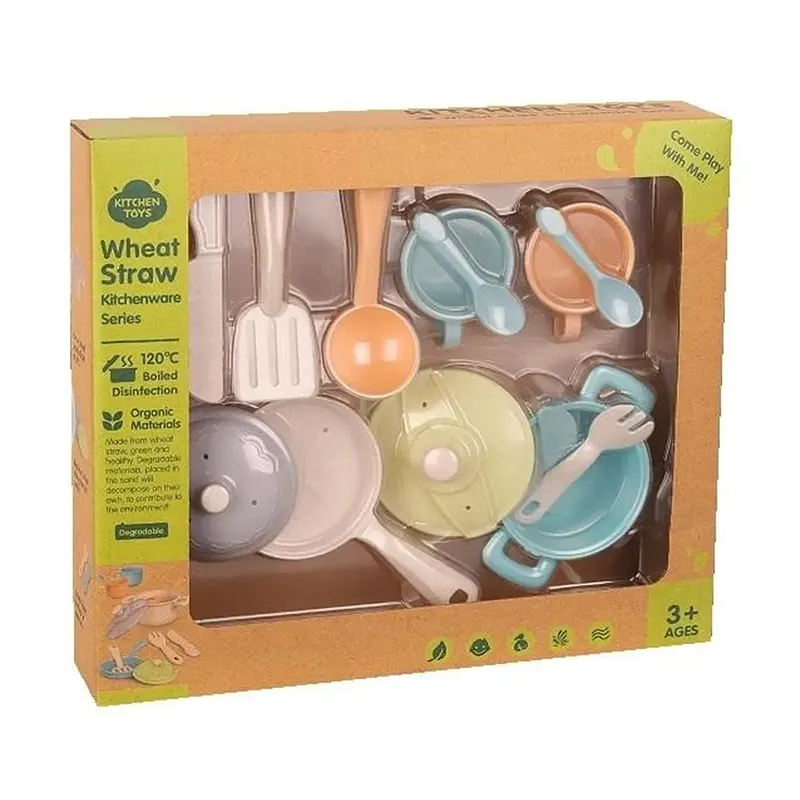 اسباب بازی مدل ست ظروف آشپزخانه با الیاف طبیعی کد HG3019