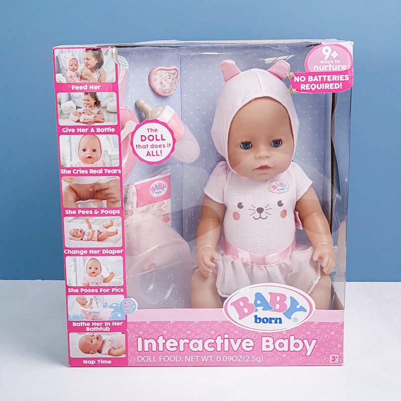 عروسک دخترانه جیشی BABY BORN با لوازم دختر با پیراهن صورتی کد 916779