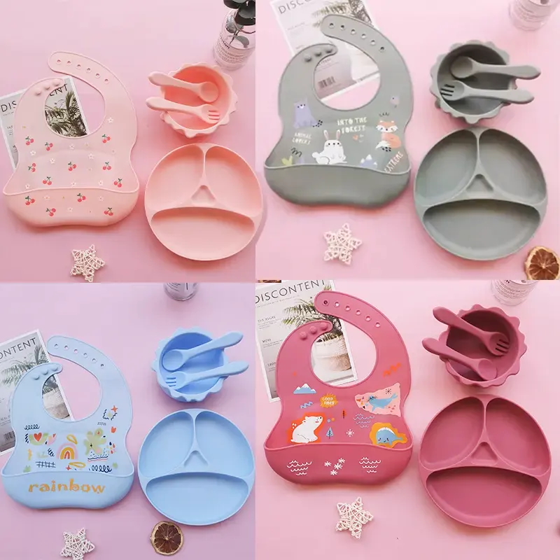 پیشبند و ظرف غذا کودک سیلیکونی کد GYFD001