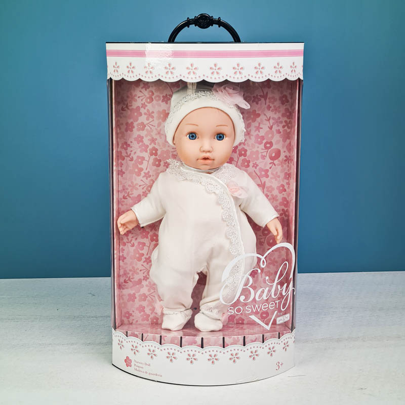 عروسک دخترانه نوزادی لباس سفید BABY SO SWEET کد  7023281