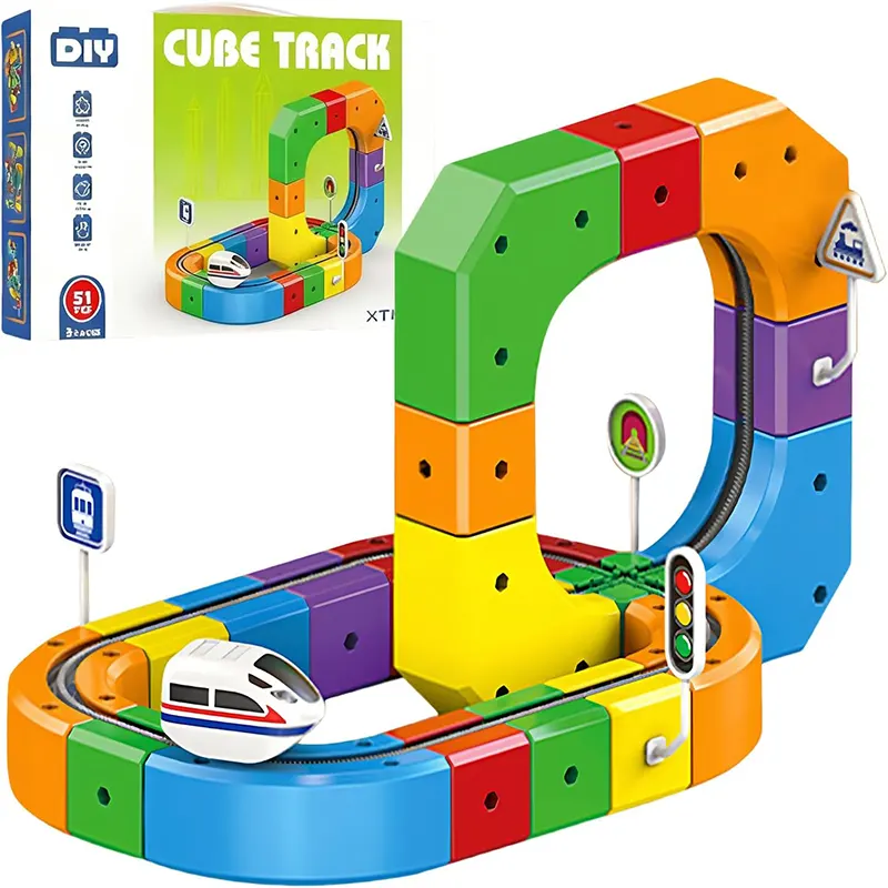 اسباب‌بازی ساختنی قطار برقی با پیست مسابقه 51 تکه کد MY461807