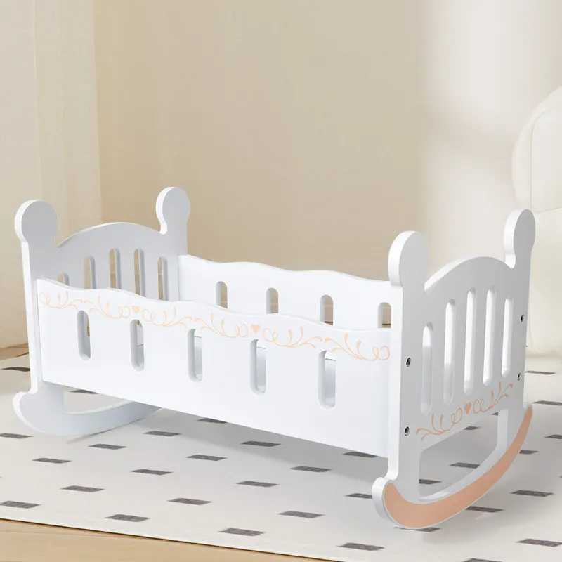 گهواره عروسک چوبی رنگ سفید کد MMM997