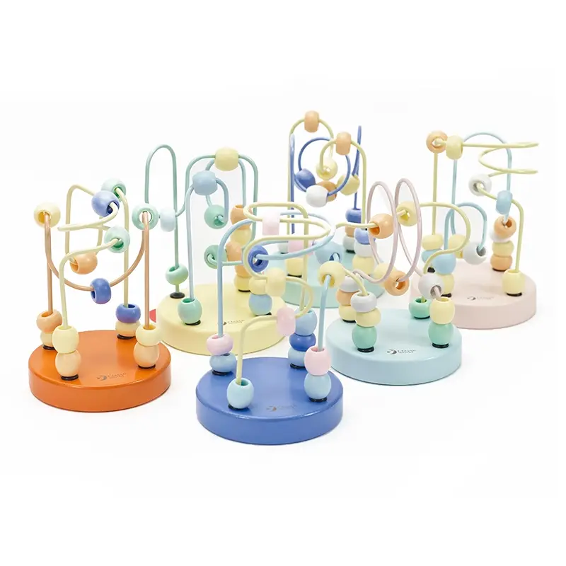 اسباب بازی میله و مهره‌ی چوبی کلاسیک ورلد Mini Beads Coaster Classic World کد 54143