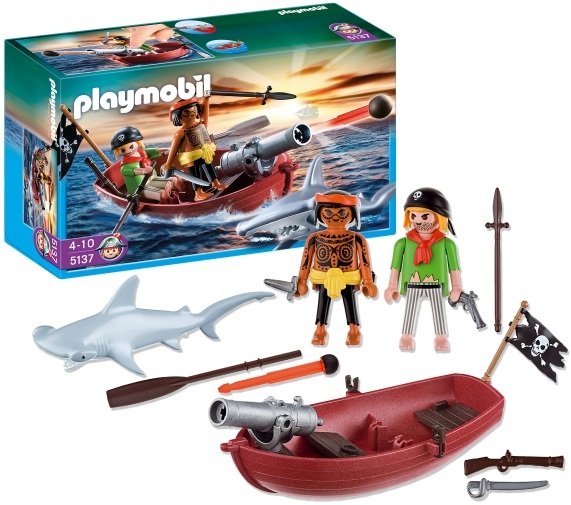 قایق دزد دریایی مدل pirate rowboat with shark 5137