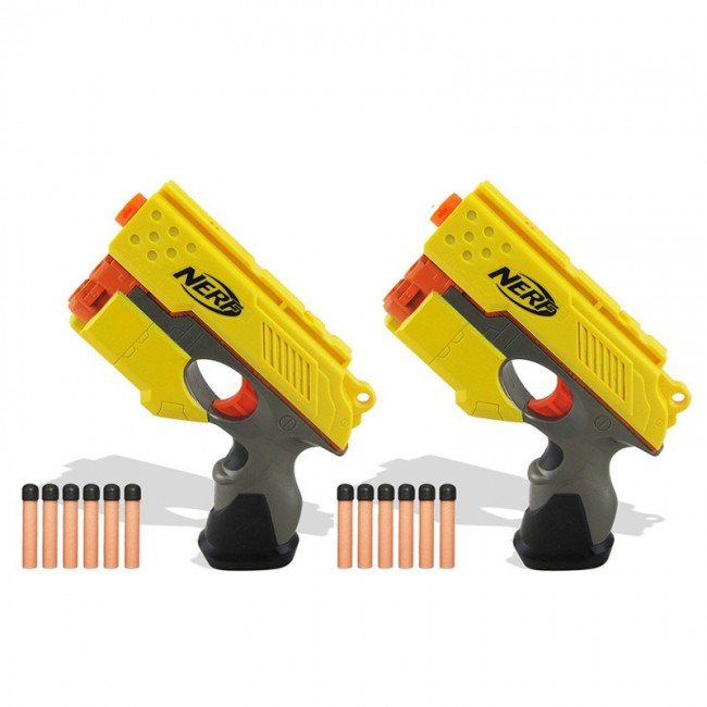 تفنگ اسباب بازی کودک نرف دو عددی زرد مدل 33349