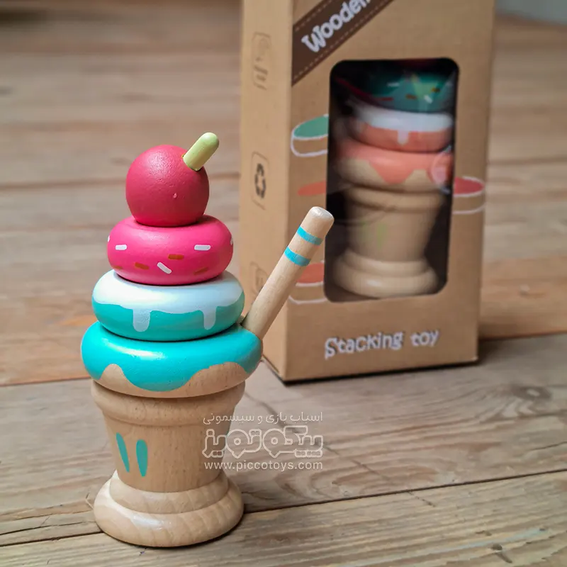 اسباب بازی برج هوش چوبی مدل بستنی کد BZ-44-H