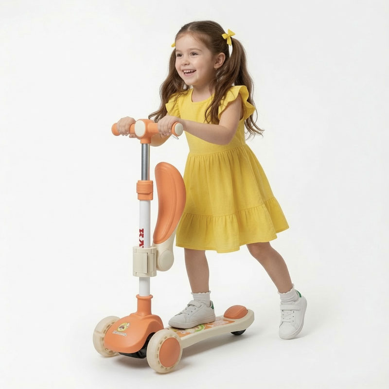 اسکوتر کودک تاشو نشیمن دار رنگ نارنجی زرد کد P/QT6068/E