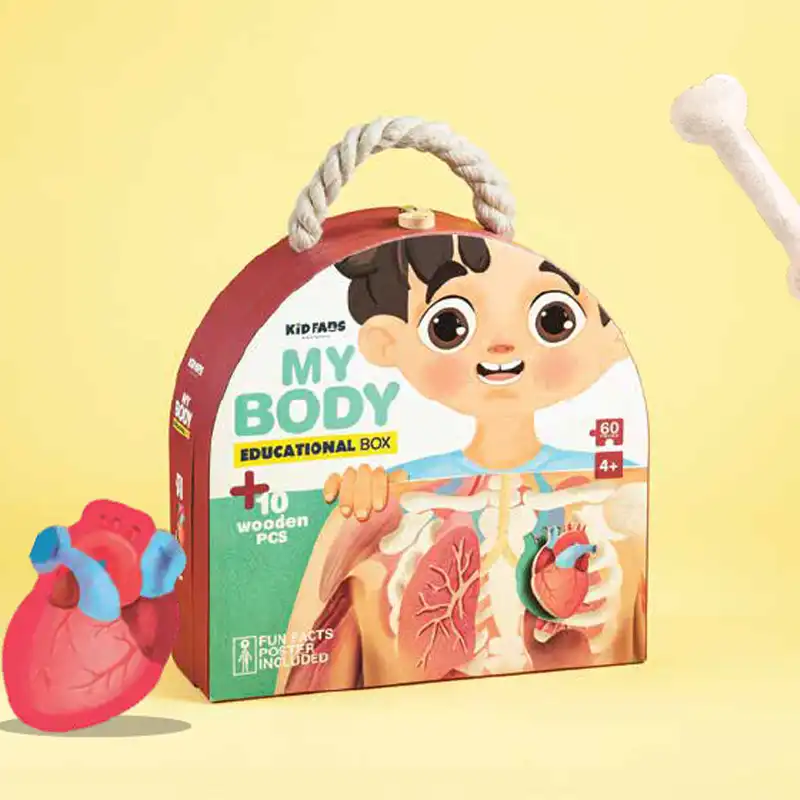 پازل کودک 60 تکه مدل آناتومی بدن KID FANS MY BODY کد KS2418