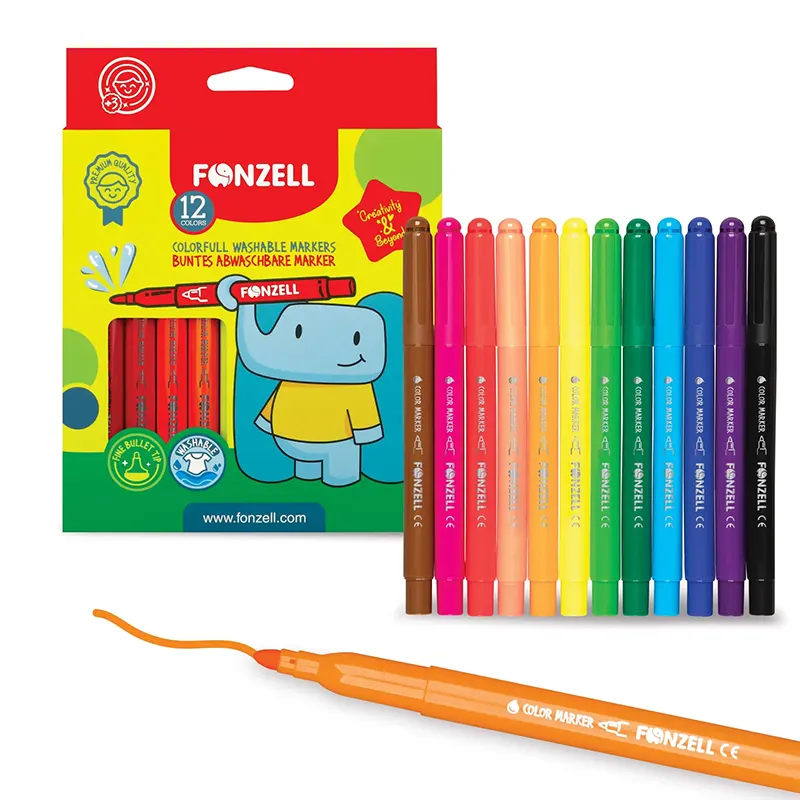 ماژيک 12 رنگ فونزل FONZEL Colorful Washable Markers کد 3997