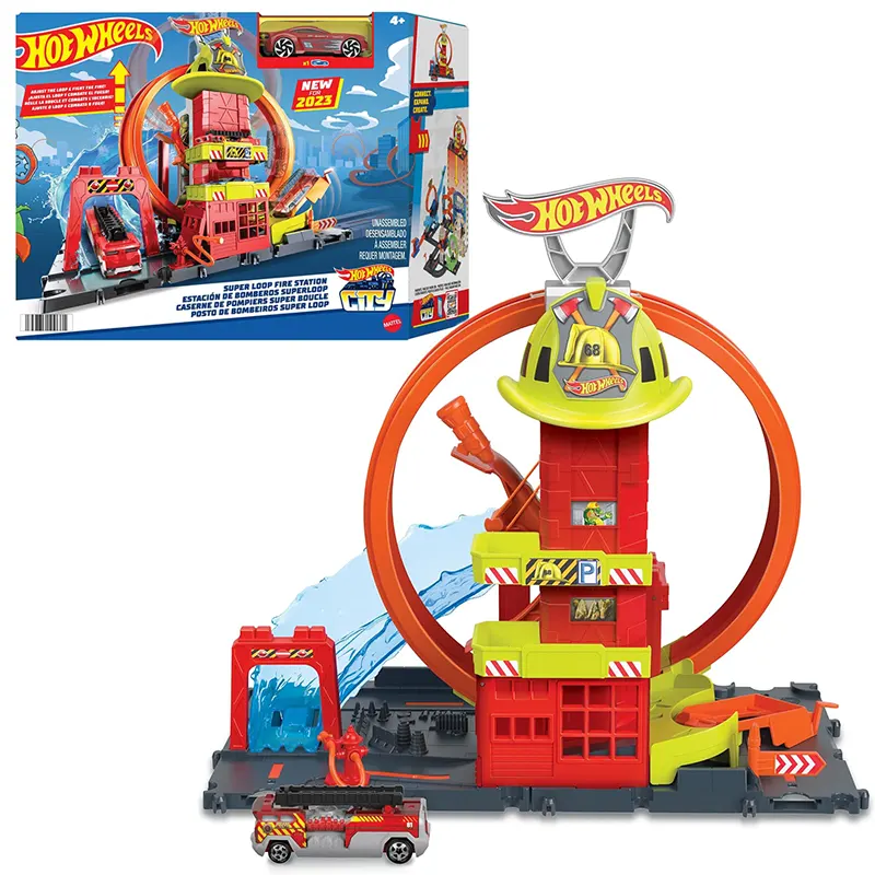 پیست ماشین هات ویلز سیتی مدل ایستگاه آتش‌نشانی Super Loop Fire Station کد HKX41