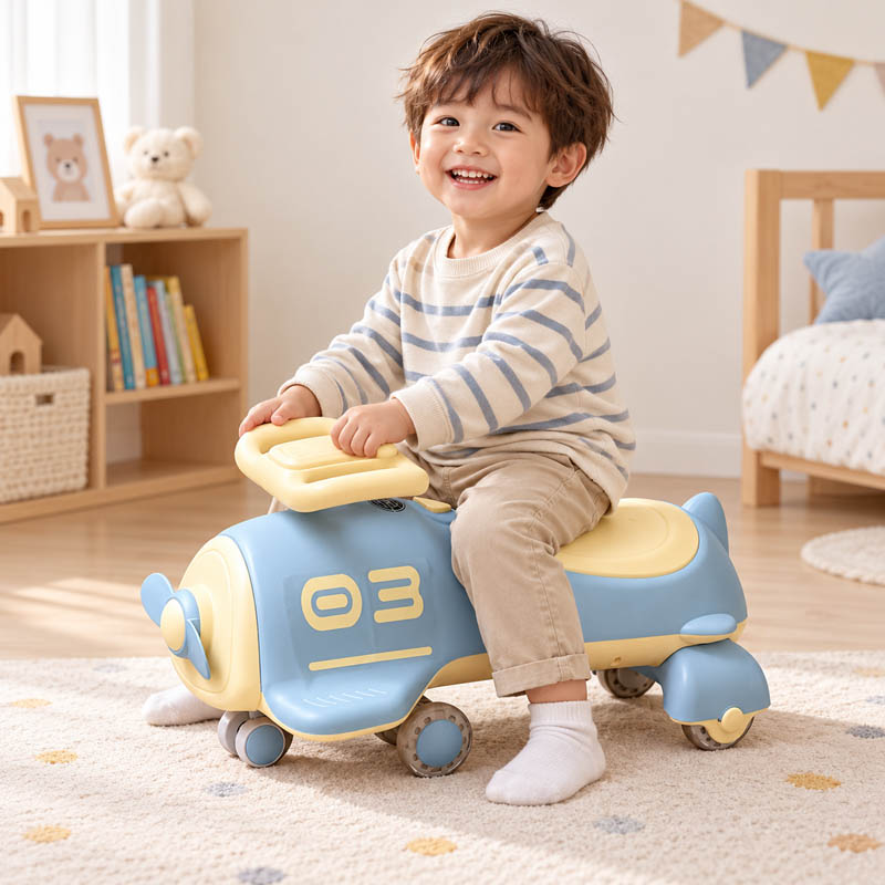 کویر کار موزیکال طرح هواپیما رنگ آبی زرد کد P/QT8081/AZ