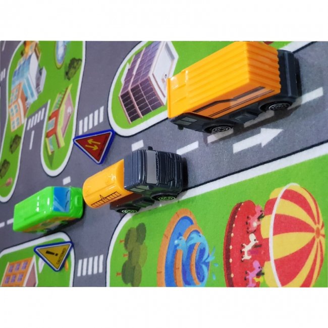 فرش ماشین بازی کودک با ماشین راهسازی مدل 23316