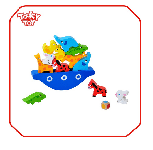 کشتی تعادلی 14تکه حیوانات چوبی tooky_toys کدtkb813