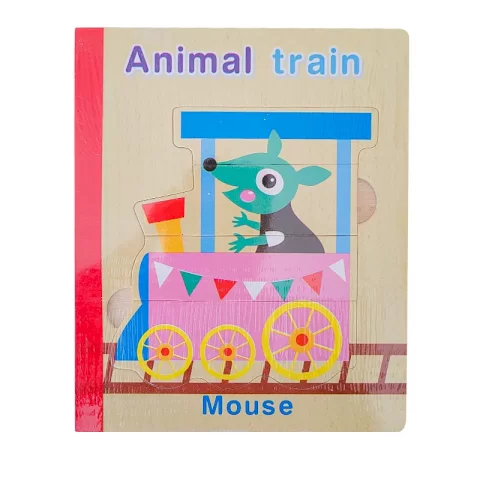 پازل کتابی چوبی مدل قطار حیوانات کد XLE-012