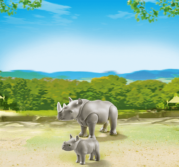 خانواده کرگدن پلی موبيل مدل rhino with baby building pm 6638