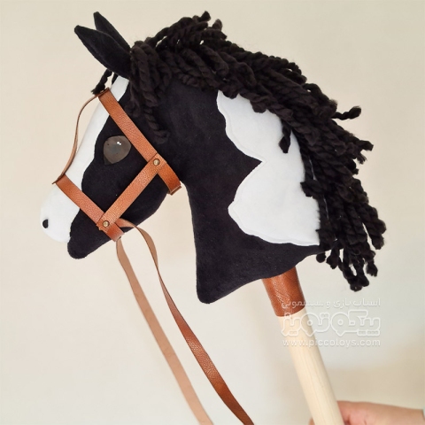 واکر کودک چوبی طرح اسب رنگ مشکی کد P/FH-005/C