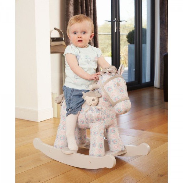 راکر اسب کودک چوبی طرح رزا با عروسک little bird كد 3056