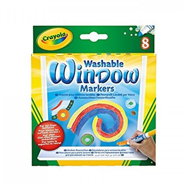 ماژیک قابل شست و شو 8 رنگ مخصوص شیشه  crayola کد 8165