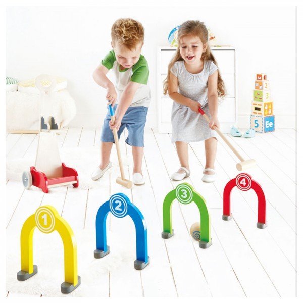 کروکت چوبی کودک Rainbow Croquet Caddy hape 8127