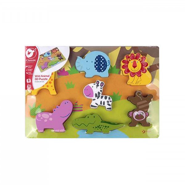 پازل سه بعدی حیوانات چوبی Classic World مدل Wild Animal 3D Puzzle 3551