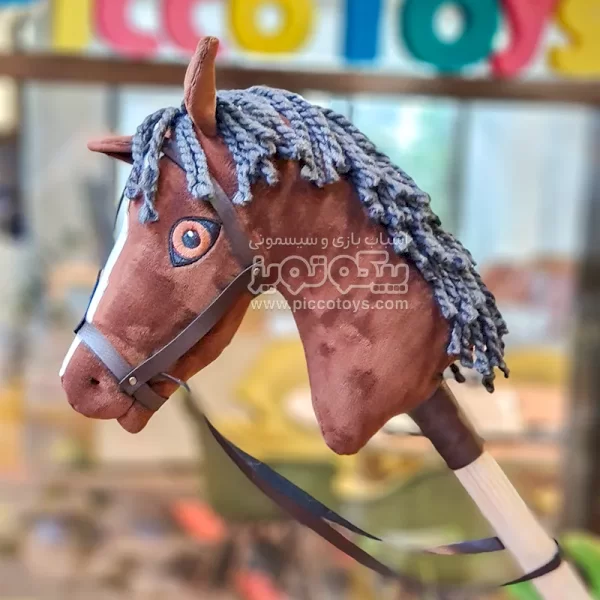 واکر کودک چوبی طرح اسب رنگ قهوه ای یال طوسی کد P/FH005/K
