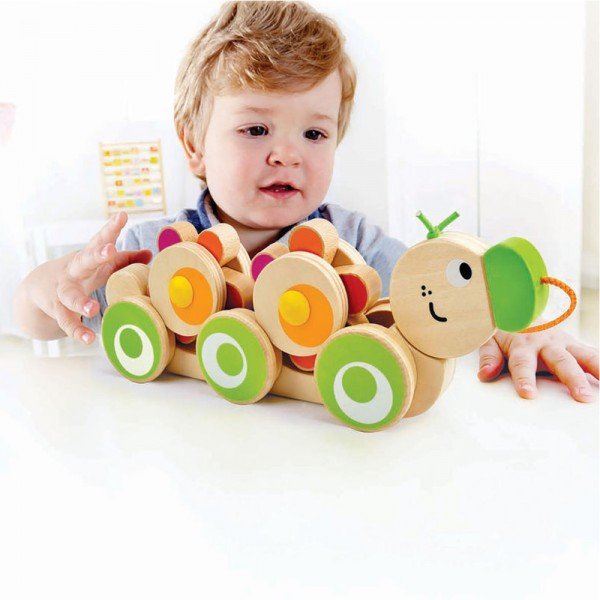 کرم ابریشم نخ کش چوبی کودک WALK-A-LONG CATERPILLAR hape 0351