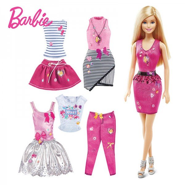 عروسک با لباس و کفش barbie dky29