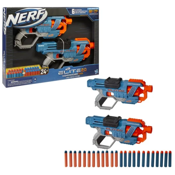 تفنگ اسباب بازی کودک دو عددی نرف مدل  NERF ELITE COMMANDER  کد F2548