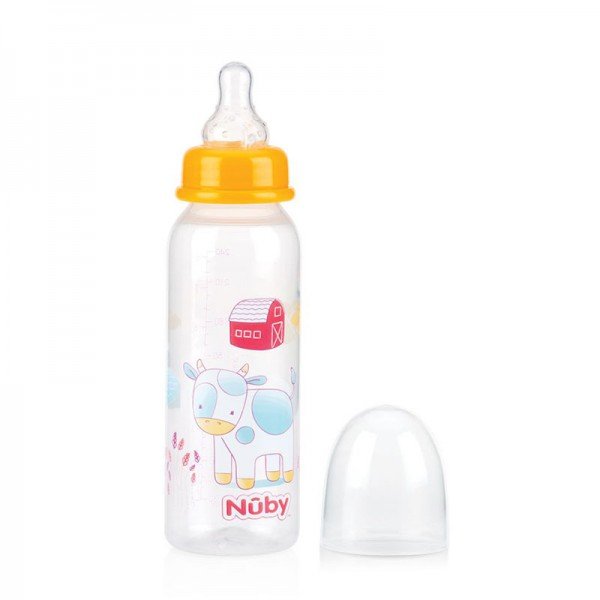 شیشه شیر  240ml زرد طرح گاو nuby 1486