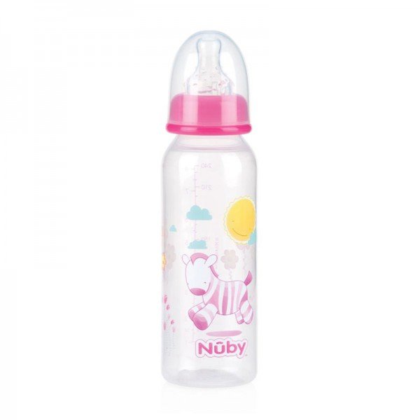 شیشه شیر  240ml صورتی طرح گورخر nuby 1486