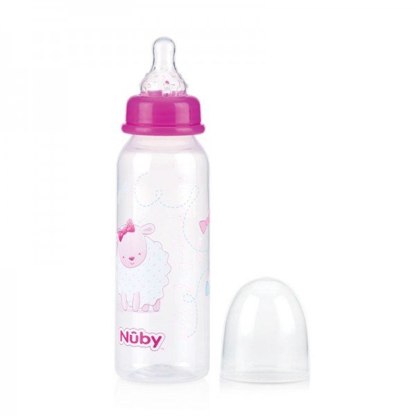 شیشه شیر  240ml صورتی طرح گوسفند nuby 1486