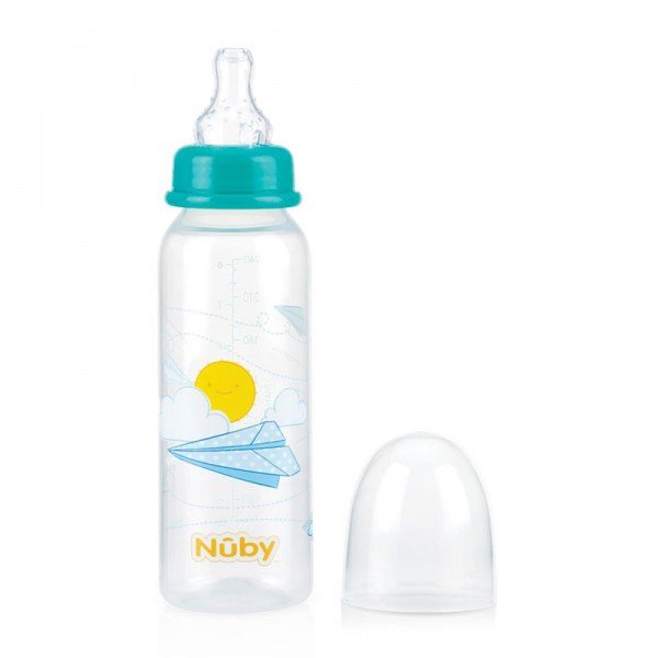 شیشه شیر  240ml فیروزه ای طرح موشک nuby 1486