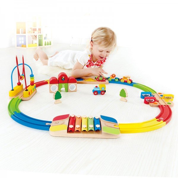 ریل قطار چوبی هوش و موسیقی Rainbow Route Railway hape کد 3816