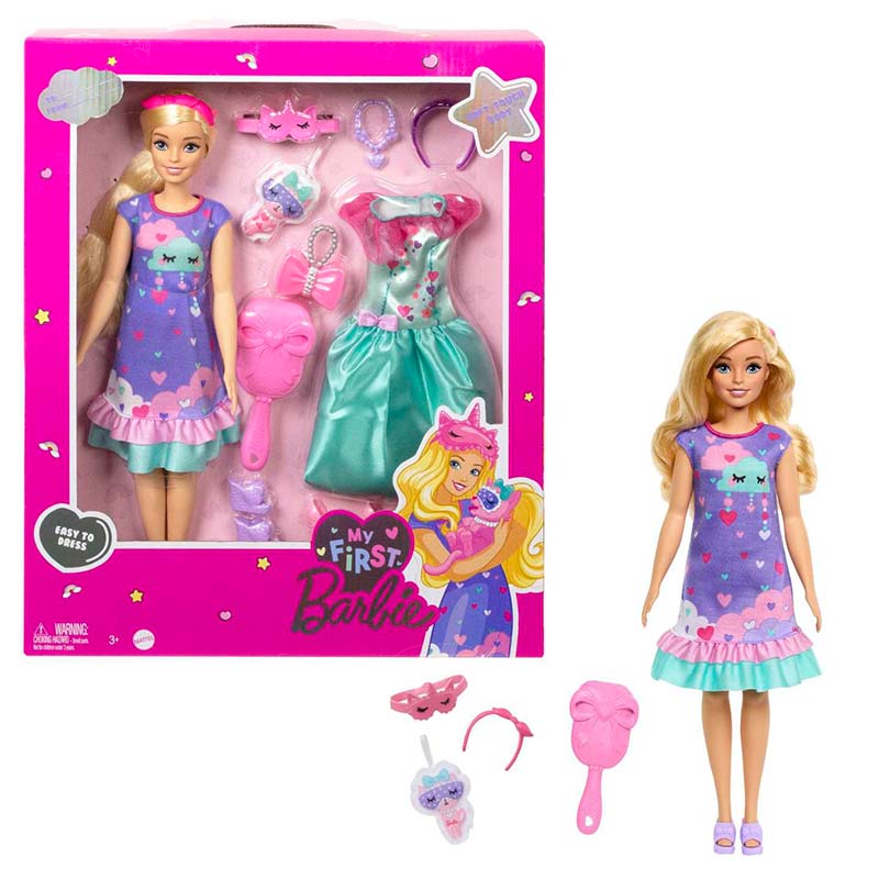 عروسک باربی با لباس خواب My First Barbie کد HMM66