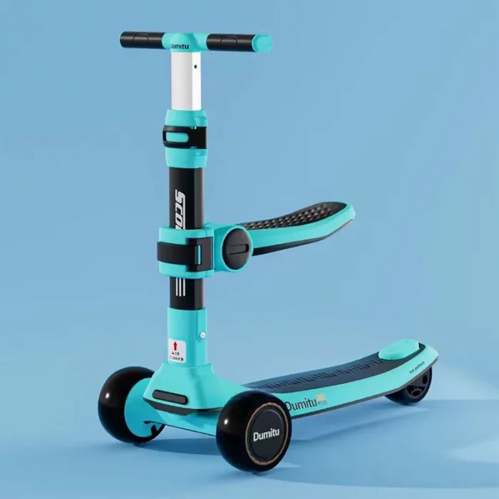 اسکوتر کودک 2 در 1 بلوتوثی دومیتو DUMITU PLUSE رنگ سبزآبی کد P/SDT01/SA