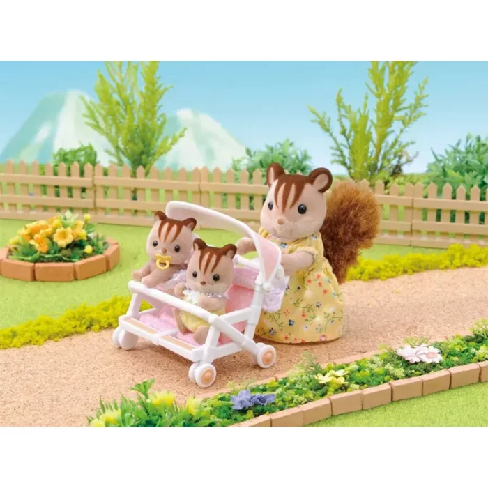 اسباب بازی کالسکه دو قلو سیلوانیان فامیلیز Sylvanian Families مدل Double Pushchair کد 4533