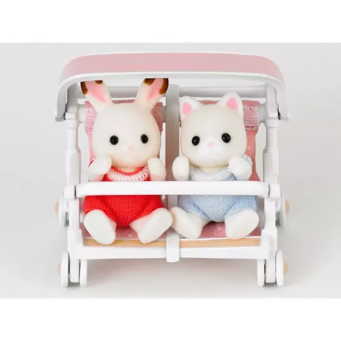 اسباب بازی کالسکه دو قلو سیلوانیان فامیلیز Sylvanian Families مدل Double Pushchair کد 4533