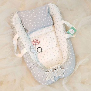 ست 2 تکه سفید طرح ستاره طوسی elaart مدل 8059