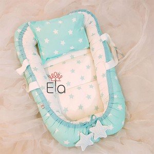 ست 2 تکه سفید طرح ستاره آبی  elaart  مدل 8059