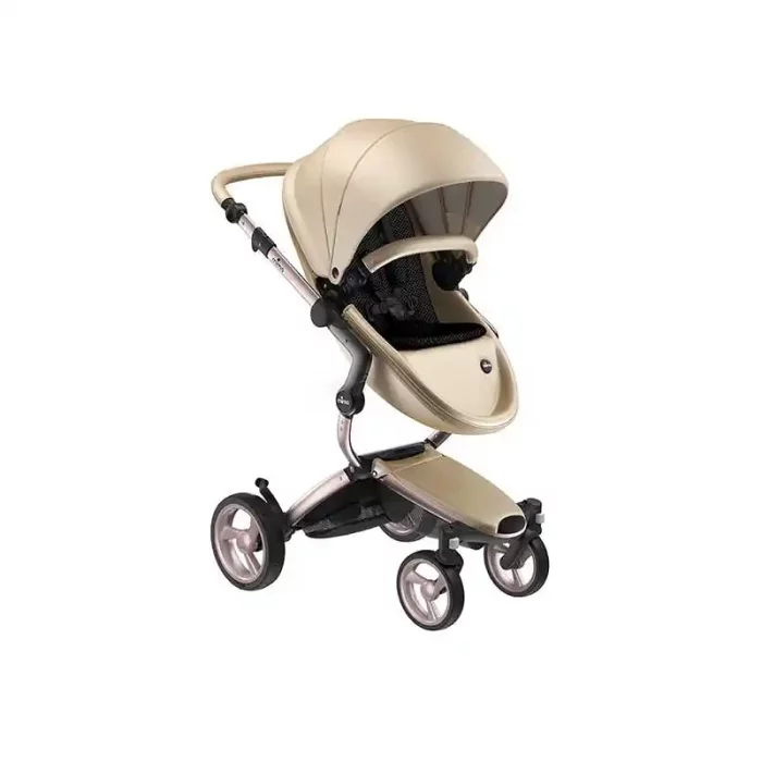 کالسکه میما مدل زاری Mima Xari رنگ شامپاینی شاسی زرگلد کد XariPack6