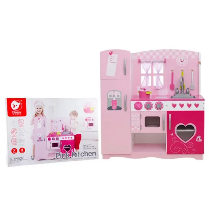 آشپزخانه چوبی Classic World مدل 4119 Pink Kitchen