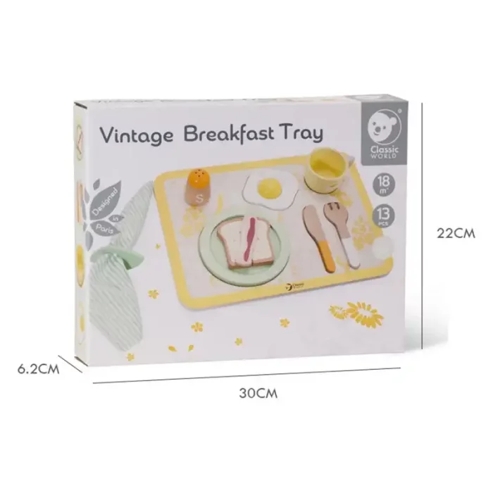 ست صبحانه خوری چوبی کلاسیک ورلد Vintage Breakfast Tray classic world کد 50575