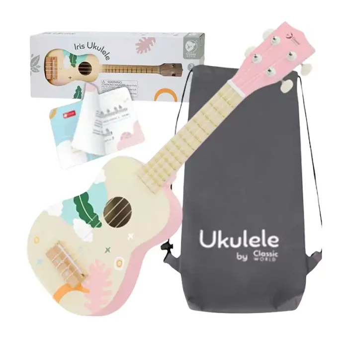 اسباب بازی گیتار چوبی صورتی کلاسیک ورلد Iris Ukulele classic world کد 40563