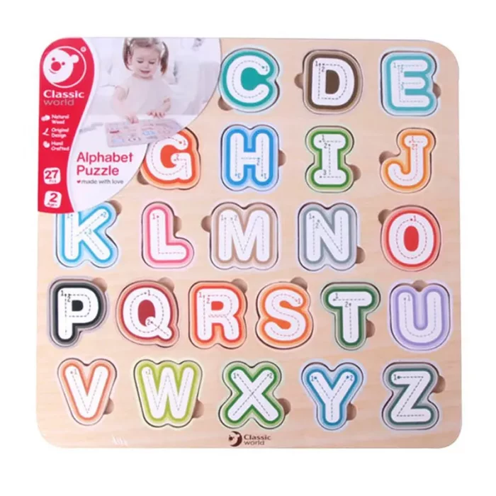 پازل چوبی جاگذاری الفبا انگلیسی کلاسیک ورلد Alphabet Puzzle classic world کد 54426