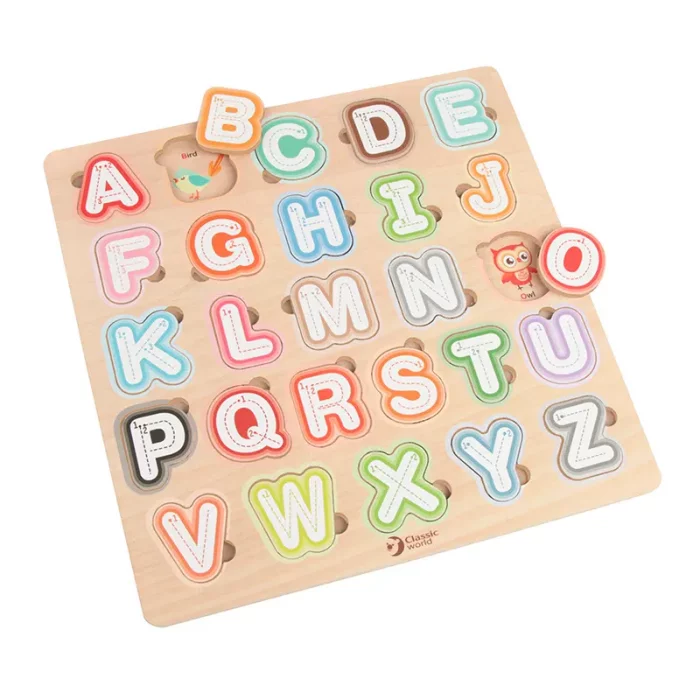 پازل چوبی جاگذاری الفبا انگلیسی کلاسیک ورلد Alphabet Puzzle classic world کد 54426